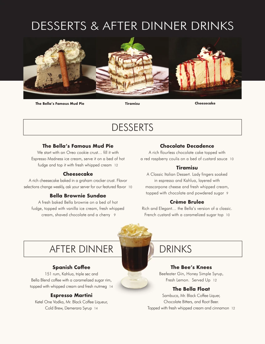 Dessert Menu