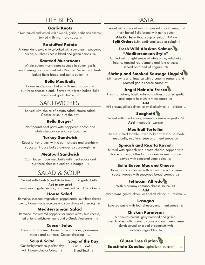 Dinner Menu page 1