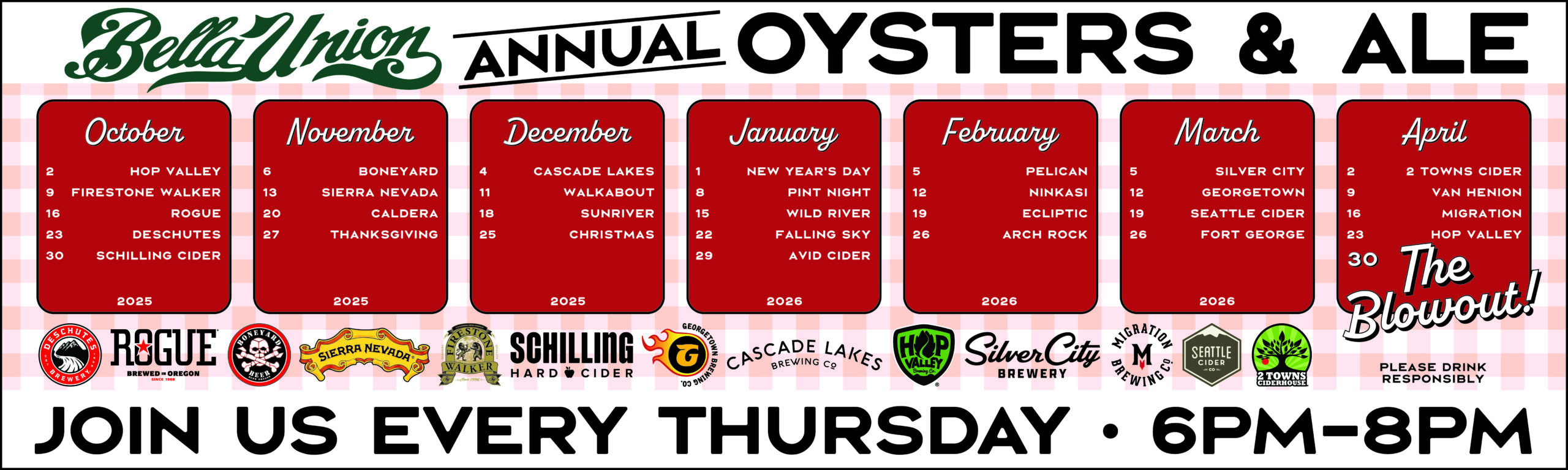 Oysters & Ales Schedule