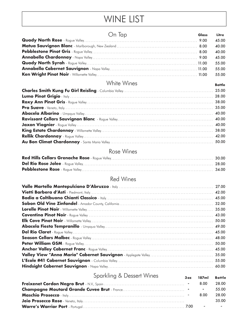 Wine List