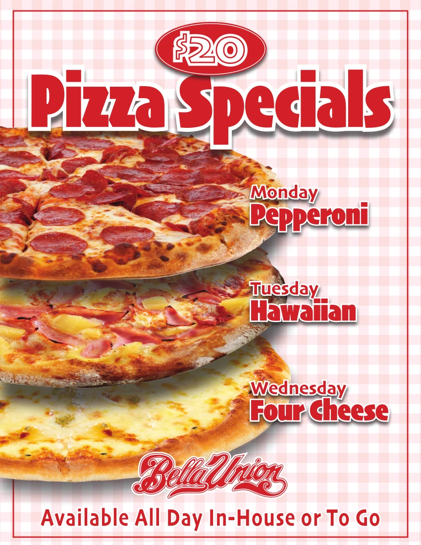 Monday - Wednesday Pizza Specials
