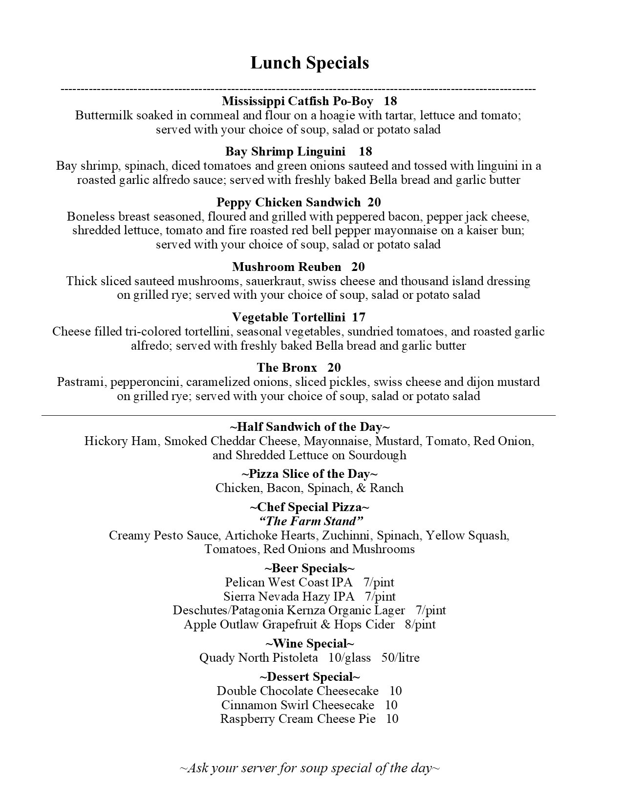 Lunch specials