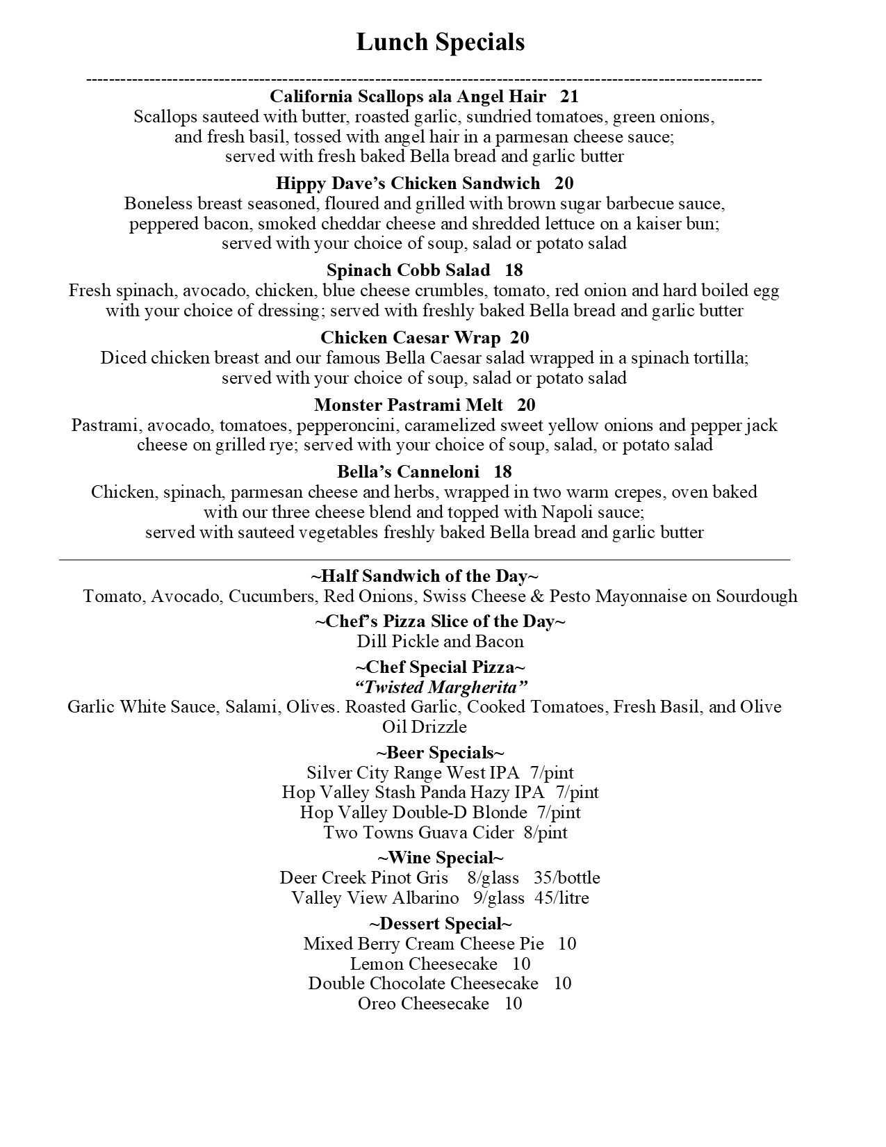 Lunch specials