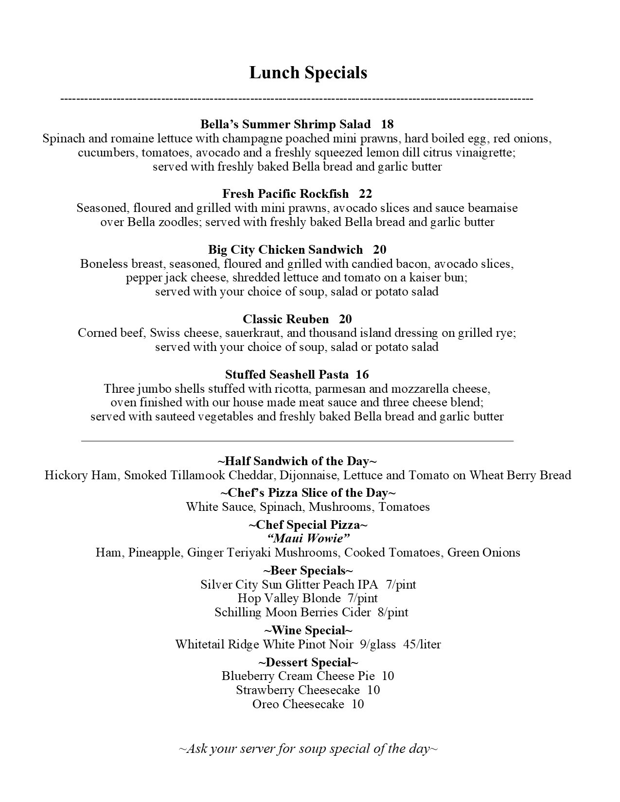 Lunch specials