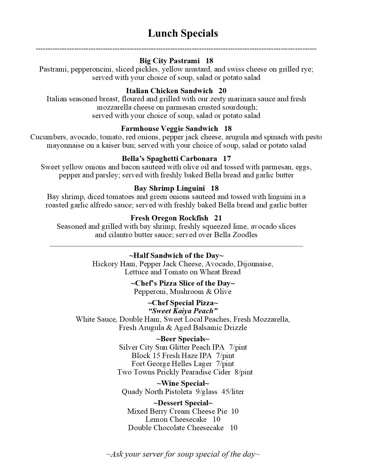 Lunch specials