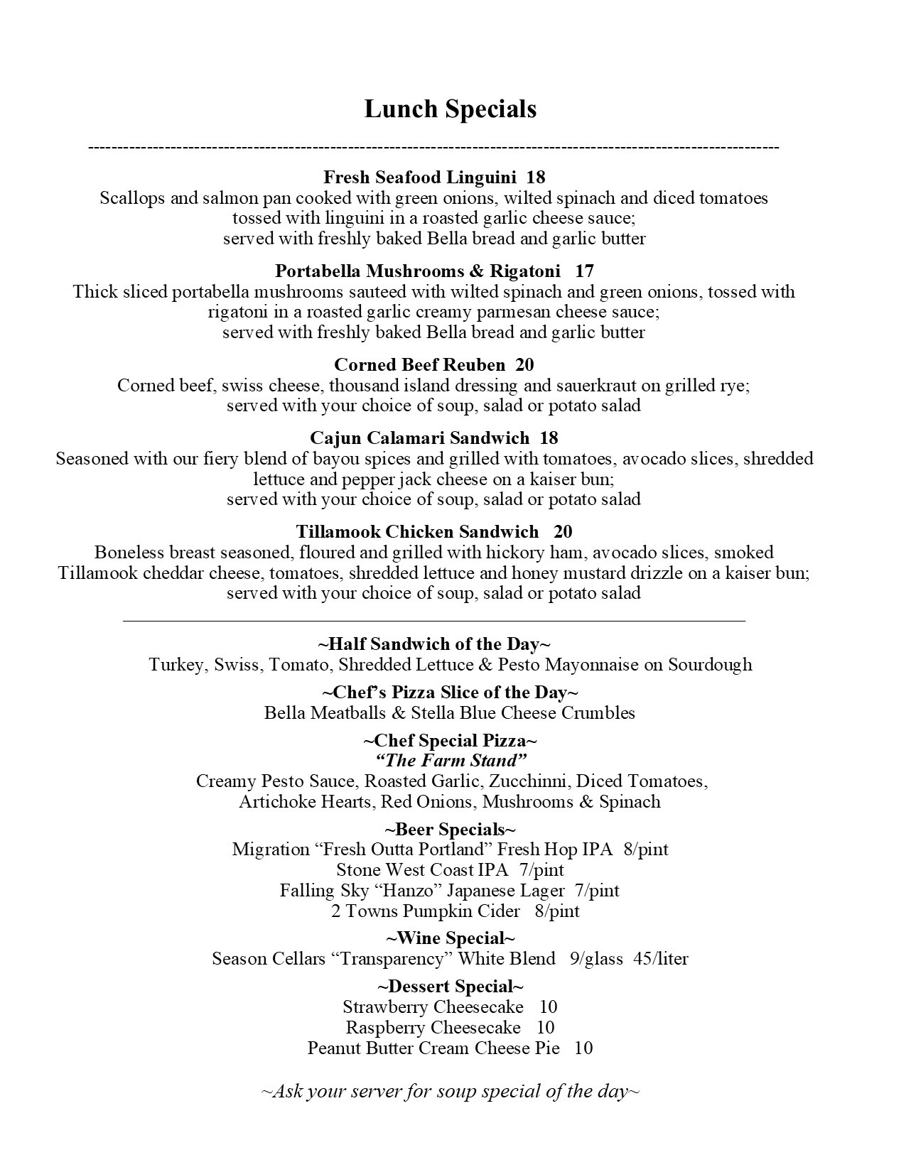 Lunch specials