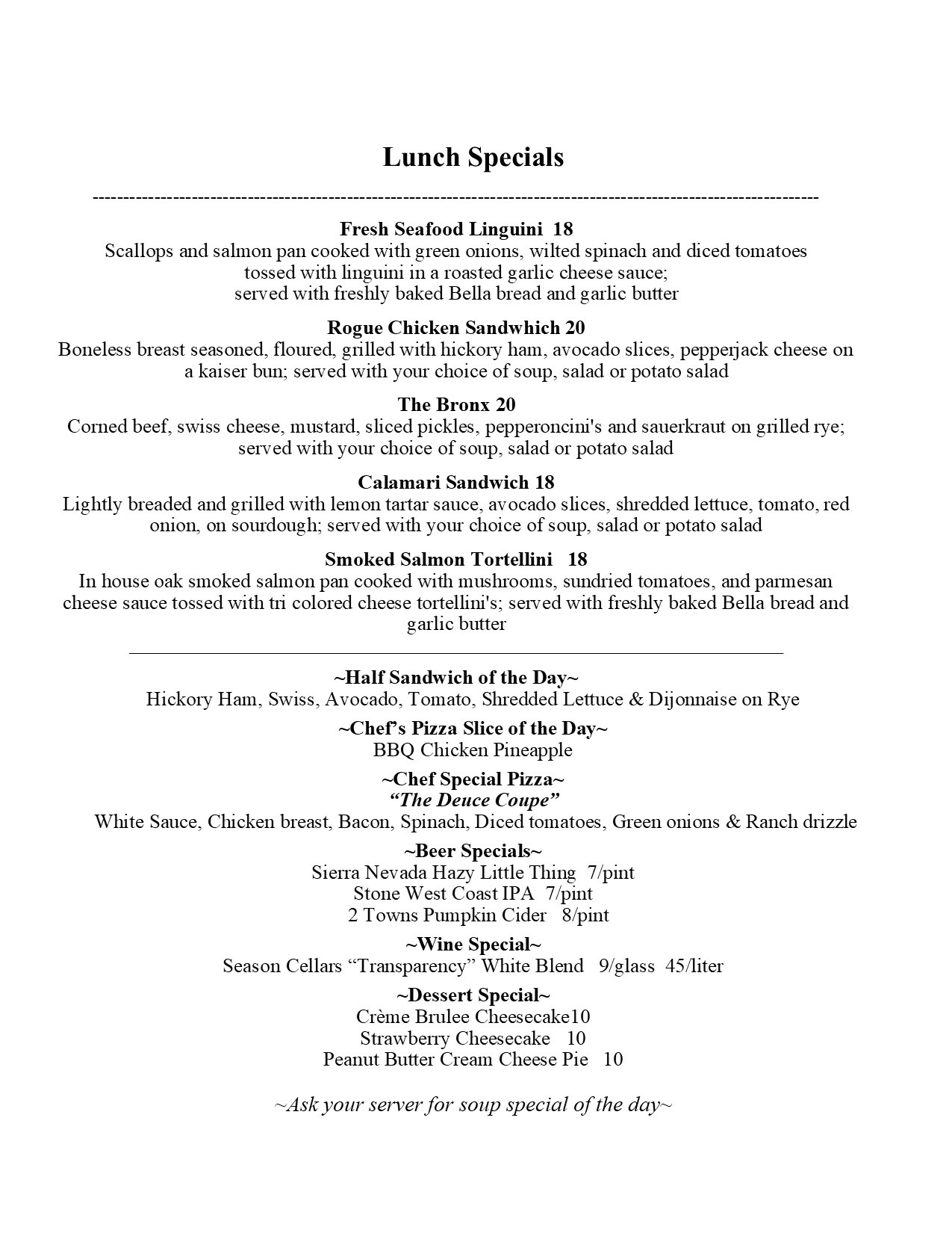 Lunch specials