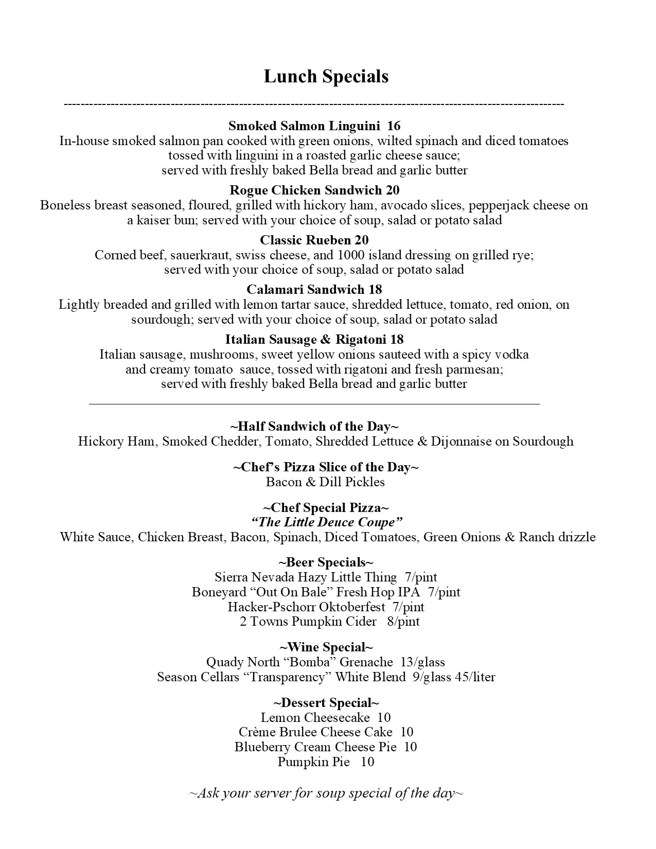 Lunch specials